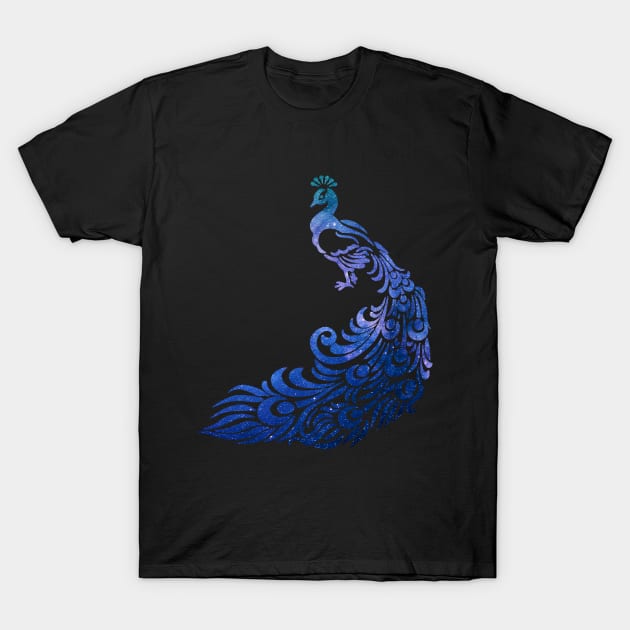 Peacock with galaxy double exposure T-Shirt by Starlight Tales